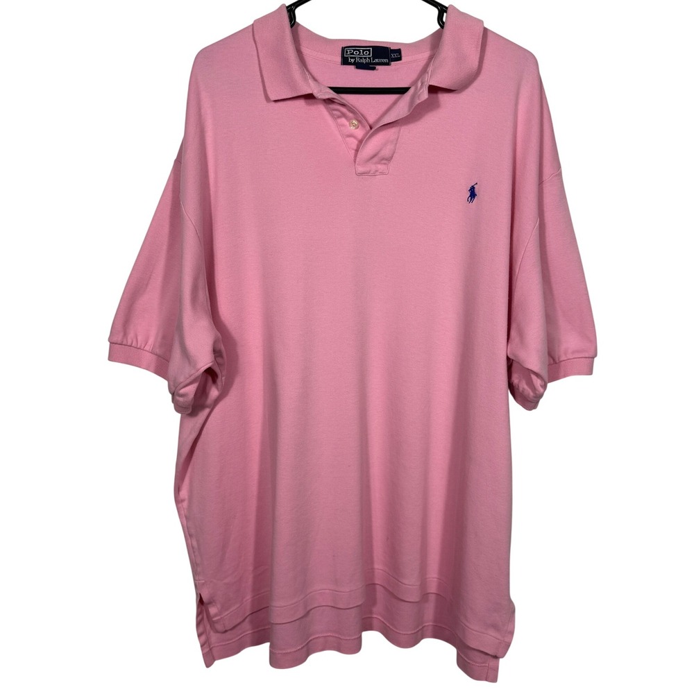 Polo by Ralph Lauren VTG 1990s Men's Pink Short Sleeve Polo Shirt Sz XXL Preppy